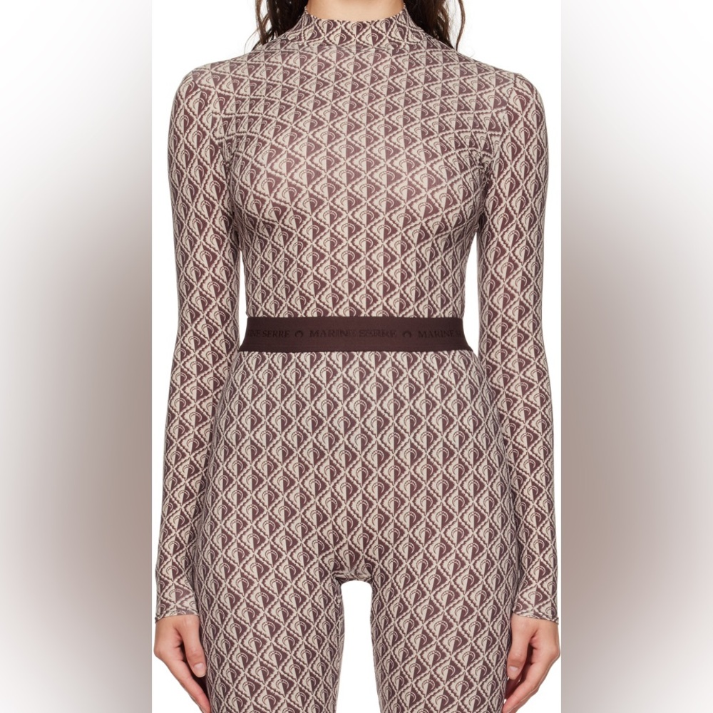 MARINE SERRE Moon Diamant Set; long-sleeved top with matching tights. WORN ONCE